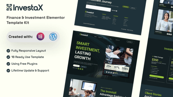 InvestaX – Finance & Investment Elementor Template Kit
