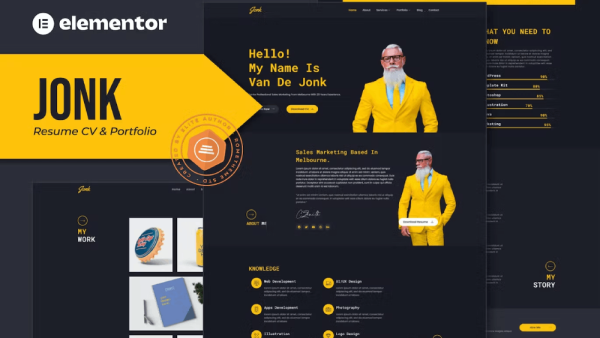 Jonk – Resume CV & Portfolio Elementor Template Kit