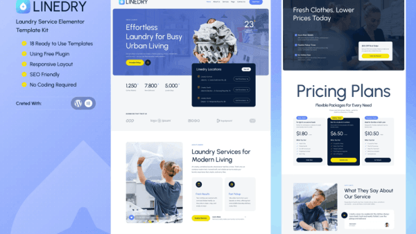 Linedry – Laundry Service Elementor Template Kit