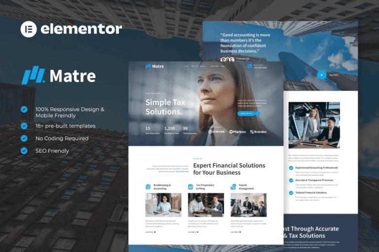 Matre – Accounting & Tax Services Elementor Template Kit