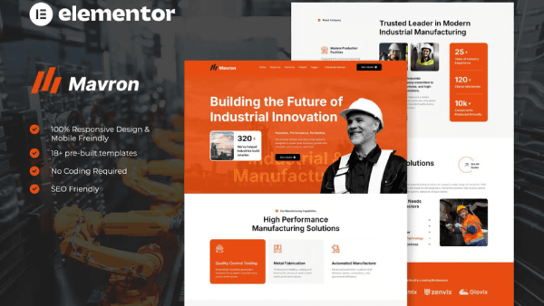 Mavron – Industrial & Manufacturing Elementor Template Kit