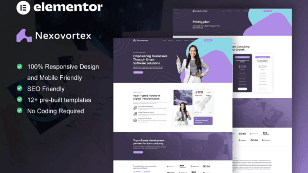 Nexovortex 6 Software Company Elementor Pro Template Kit
