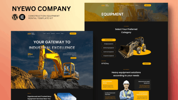 Nyewo – Construction Equipment Rentals Elementor Template Kit