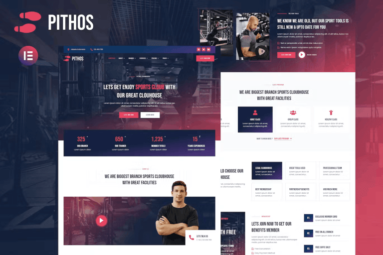 Pithos – Fitness Center & Clubhouse Elementor Template Kit
