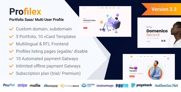 Profilex Portfolio Builder SAAS for Multi-User Profiles (Multitenancy) | GPL PHP Script