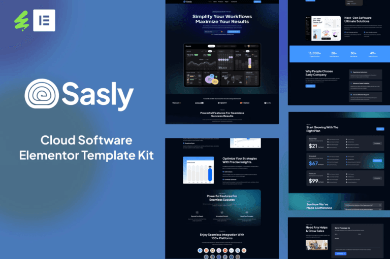 Sasly – Cloud Software Agency Elementor Template Kit