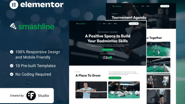 Smashline – Badminton Club & Academy Elementor Template Kit