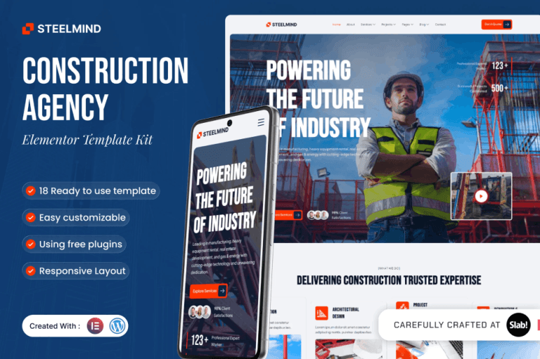 Steelmind – Construction Agency Elementor Template Kit