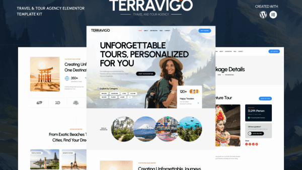 TerraviGo – Modern Travel & Tour Agency Elementor Template kit