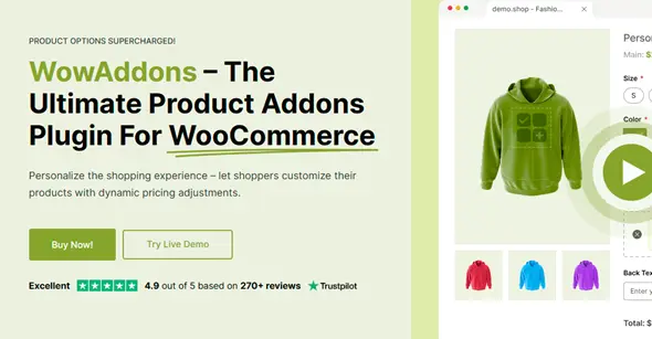 WowAddons Pro – Ultimate Product Addons Plugin for WooCommerce | Lifetime License | One Time Payment