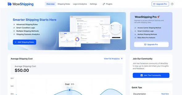 WowShipping Pro – Table Rate Shipping For WooCommerce With 30+ Conditions | Lifetime License | One Time Payment
