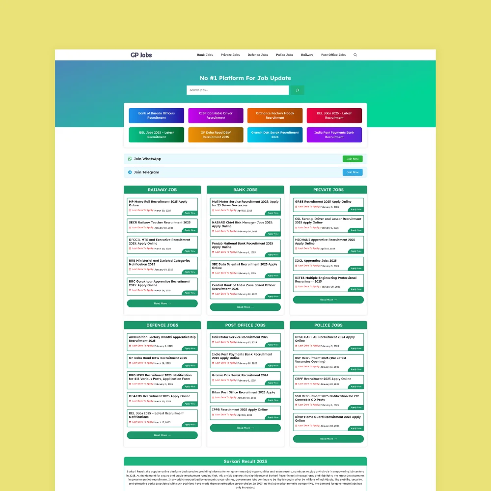 generatepress job board website templates for professionals