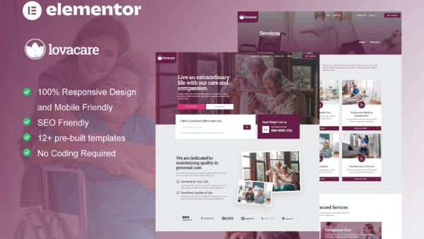 LovaCare – Senior Care Services Elementor Template Kit