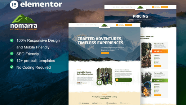 Nomarra – Outdoor Adventure & Camping Elementor Pro Template Kit