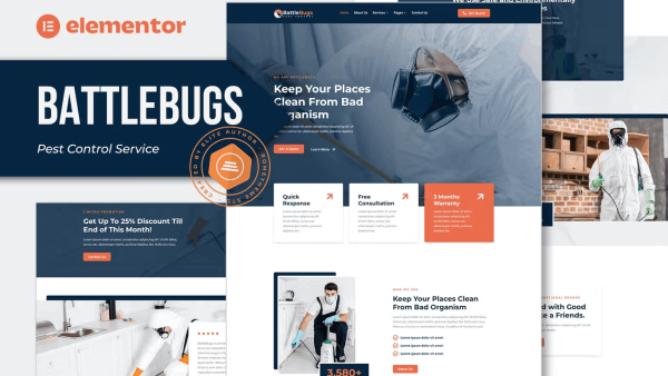 BattleBugs and Pest Control Service Elementor Template Kit