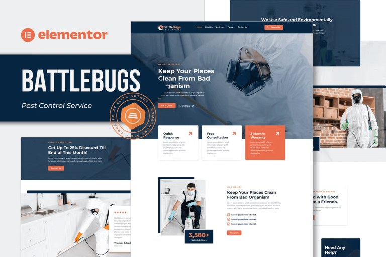 BattleBugs and Pest Control Service Elementor Template Kit