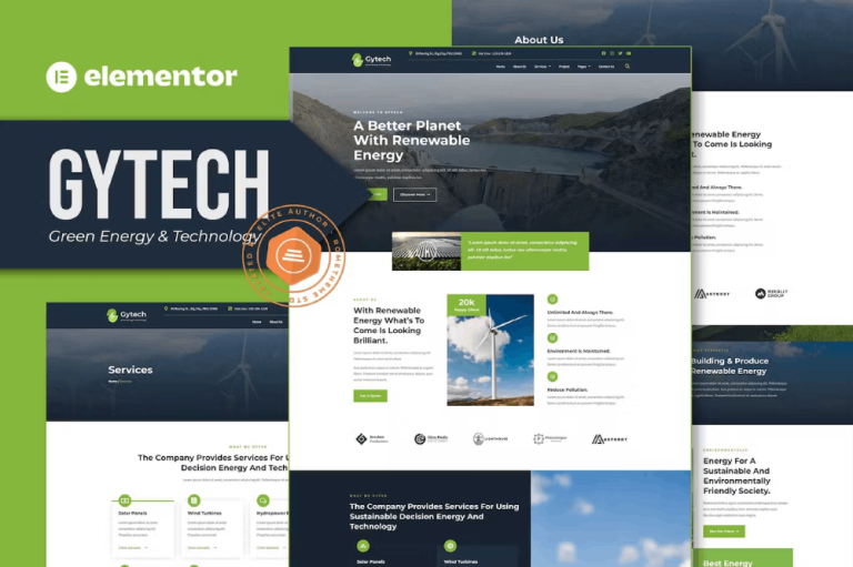 Gytech – Green Energy and Technology Elementor Pro Template Kit