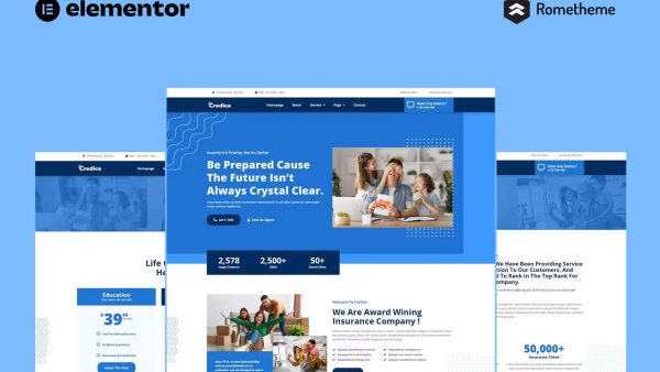 Credice – Insurance Agency Elementor Pro Full Site Template Kit