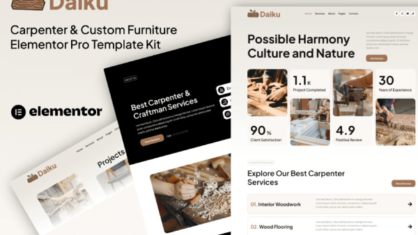 Daiku – Carpenter & Custom Furniture Elementor Pro Template Kit