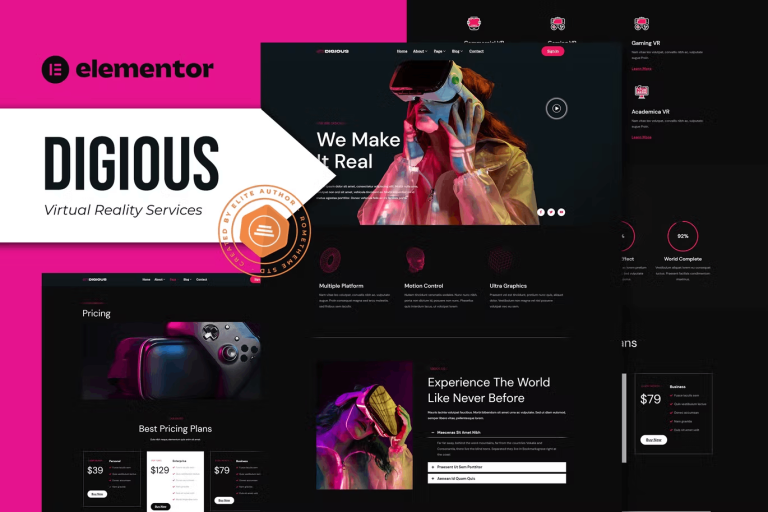 Digious – Virtual Reality and Services Elementor Template Kit