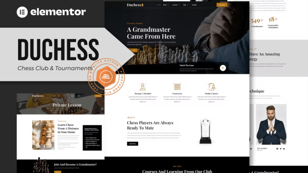 Duchess – Chess Club and Tournament Elementor Template Kit