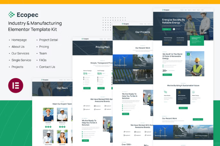 Ecopec – Solar and Renewable Energy Elementor Template Kit