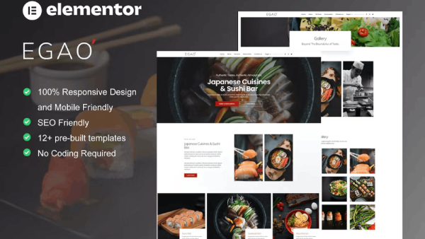 Egao – Japanese Restaurant and Sushi Bar Elementor Template Kit