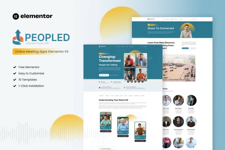 Peopled and Online Meeting App Elementor Template Kit