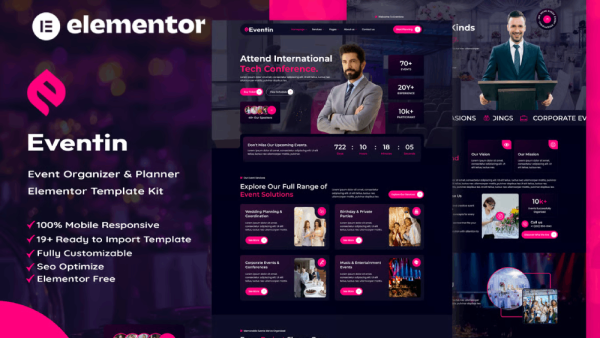 Eventin – Event Organizer & Planner Elementor Template Kit