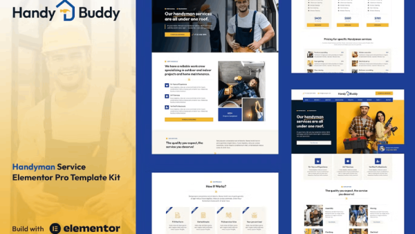 Handy Buddy and Handyman Services Elementor Pro Template Kit