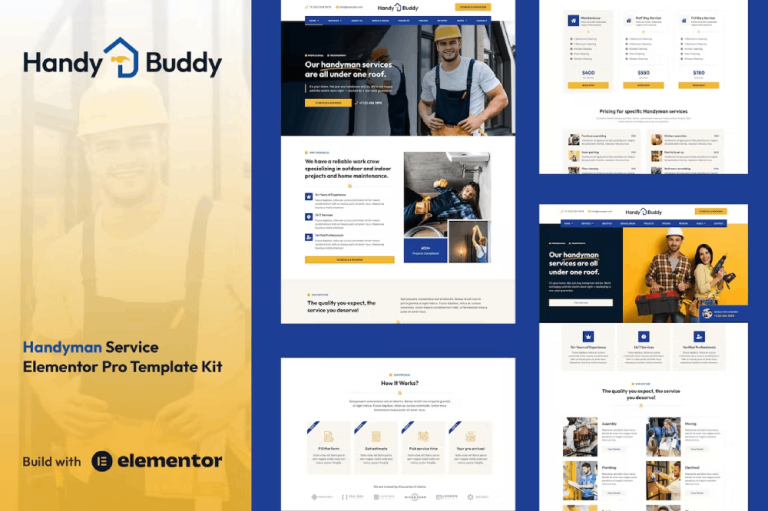 Handy Buddy and Handyman Services Elementor Pro Template Kit