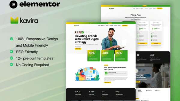Kavira – Digital Marketing Agency Elementor Pro Template Kit