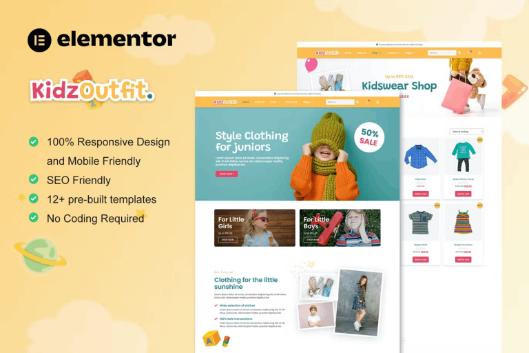 KidzOutfit and WooCommerce Kids Fashion Shop Template Kit
