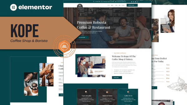 Kope – Cafe Coffee Shop and Bar Elementor Template Kit