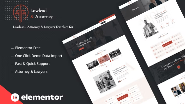 Lowlead – Attorney and Lawyers Elementor Template Kit