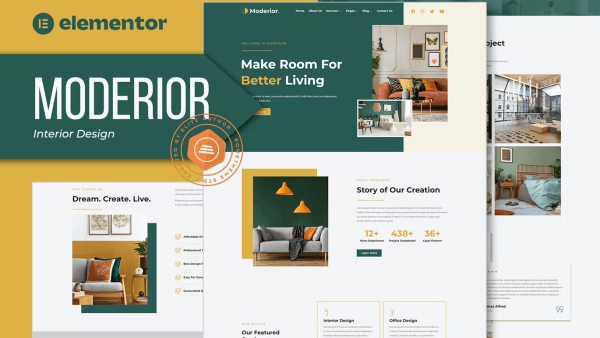 Moderior and Interior Design Elementor Template Kit