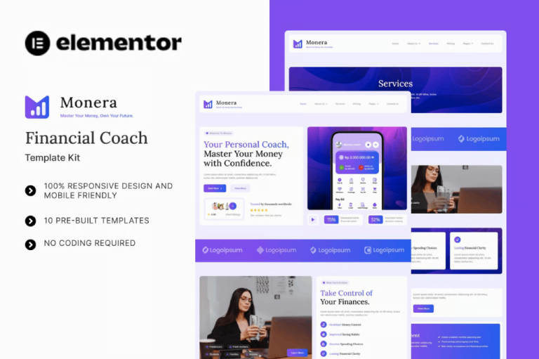 Monera – Financial Coach Elementor Template Kit