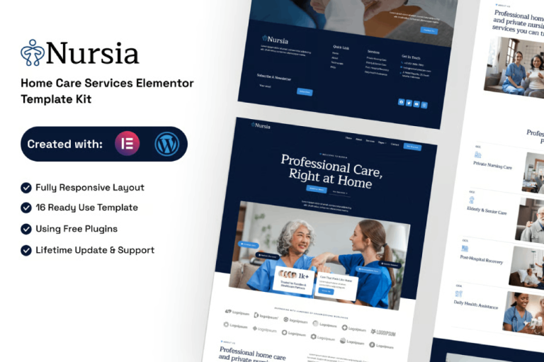 Nursia – Home Care Services Elementor Template Kit