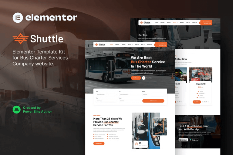 Shuttle and Bus Charter Service Transport Company Elementor Template Kit