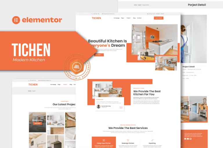 Tichen and Modern Kitchen Elementor Template Kit