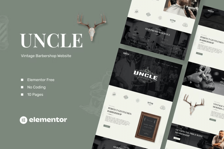 Uncle and Barbershop Elementor Template Kit