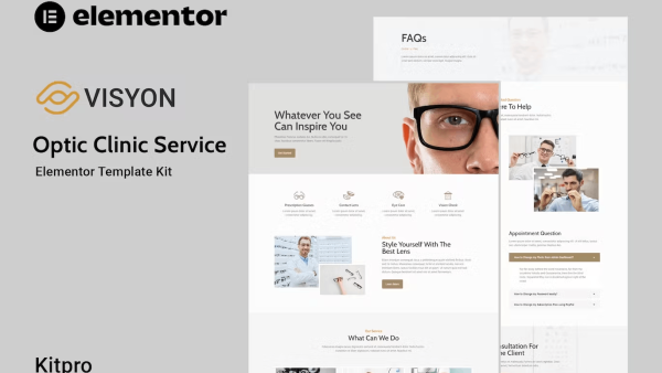 Visyon and Optic Clinic Service Elementor Template Kit