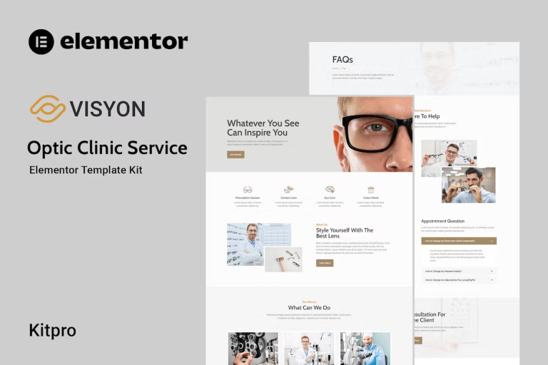 Visyon and Optic Clinic Service Elementor Template Kit