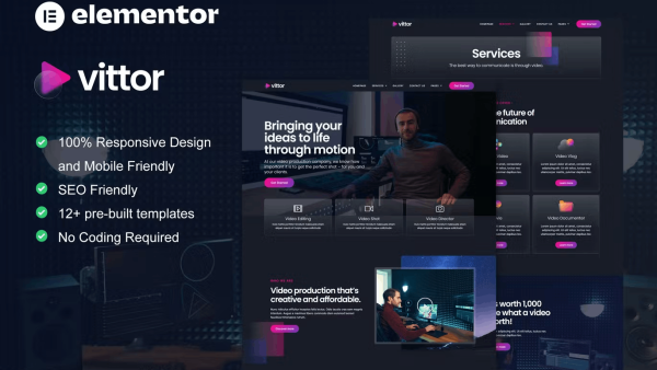 Vittor and Video Production Service Elementor Pro Template Kit