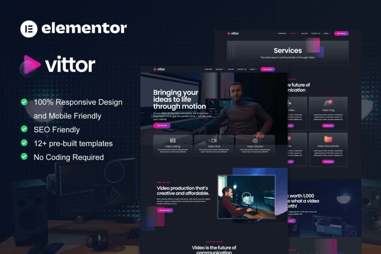 Vittor and Video Production Service Elementor Pro Template Kit
