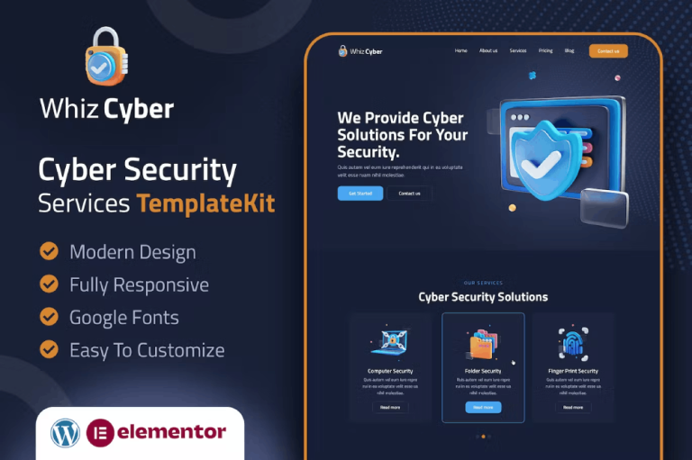 WhizCyber and Cyber Security Elementor Template Kit