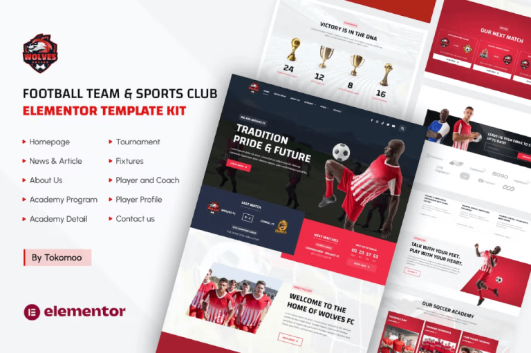 Wolves - Football Team and Sports Club Elementor Template Kit