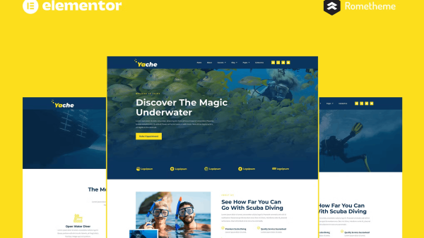 Yache and Scuba Diving Center Elementor Pro Full Site Template Kit