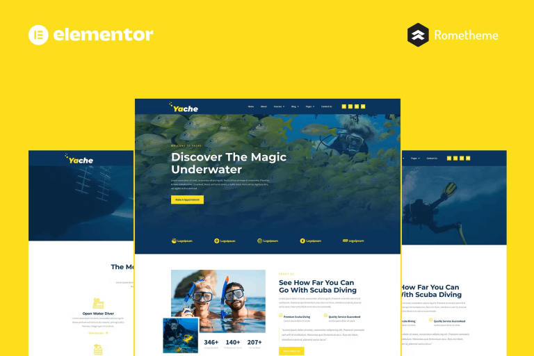 Yache and Scuba Diving Center Elementor Pro Full Site Template Kit