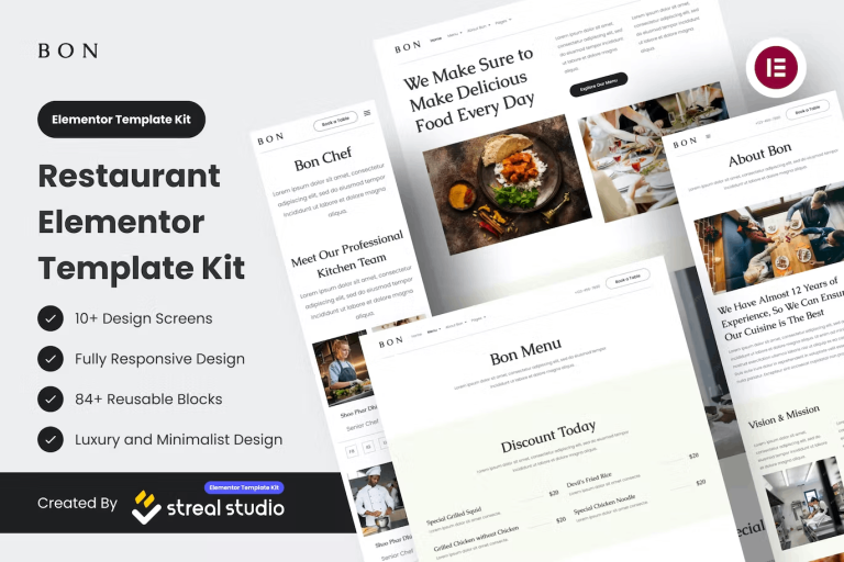 Bon and Restaurant Elementor Template Kit